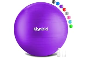 kisnbld Exercise Ball, Extra Thick Yoga Ball for Workout Pregnancy Stability, 4 Sizes Anti-Burst Balance Ball with Foot Pump - Heavy Duty Fitness Ball Chair for Office, Home & Gym
