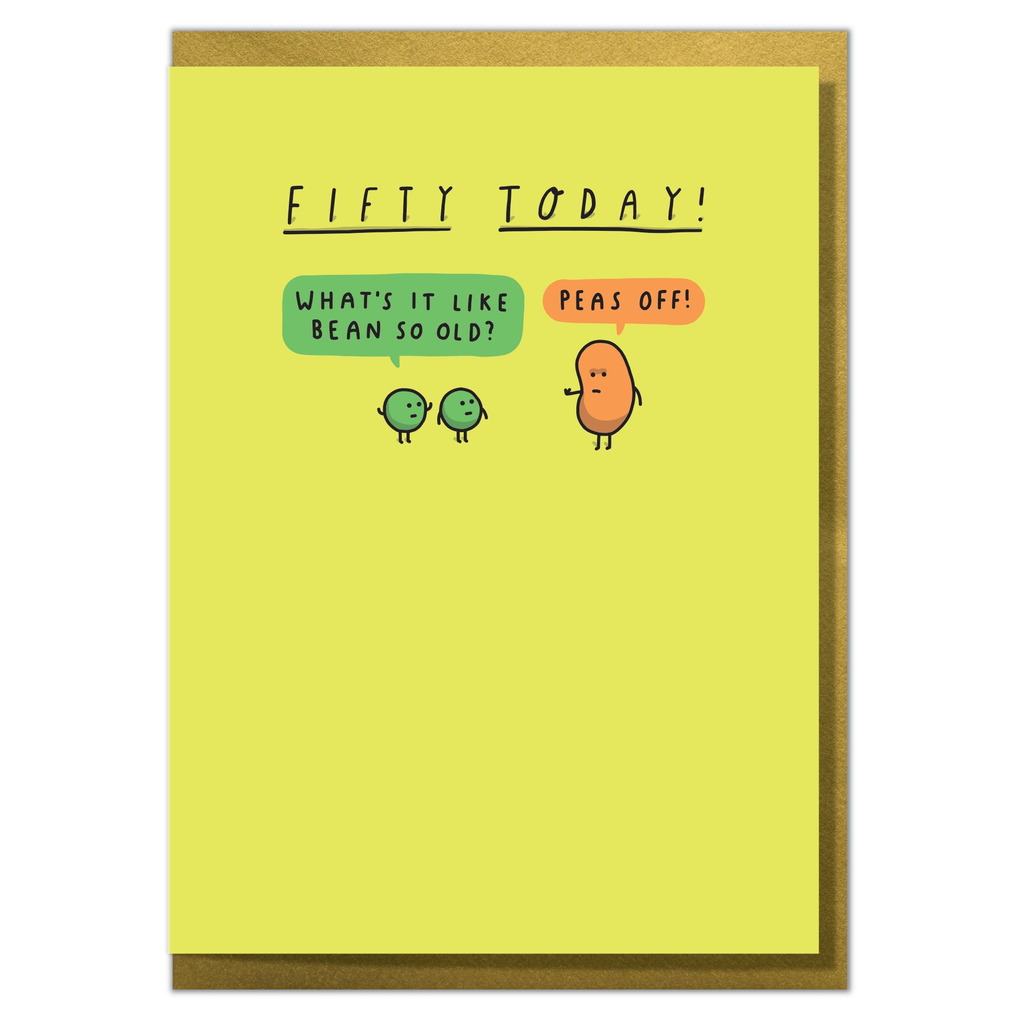 What's It Like Bean So Old? Peas Off! Funny 50th Birthday Card