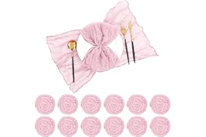 Gauze Cheesecloth Napkins Set of 42, Pink 20 x 20 Inch Rustic Boho Dinner Napkins Wrinkled Rustic Linen Napkins Decorative Ta