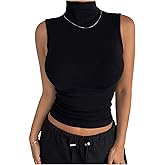 SOLY HUX Women's Turtleneck Fitted Tank Tops Sleeveless Dressy Casual Ribbed Knit Tops