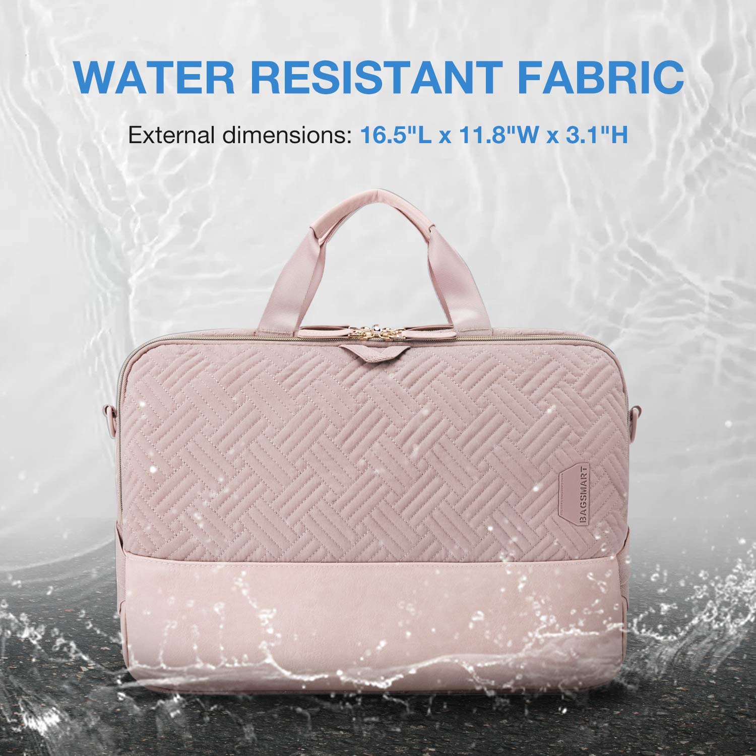 BAGSMART Laptop Bag for Women, 15.6 Inch Computer Bag, Carrying Case,Laptop Business Briefcase,Office Travel Work,Pink