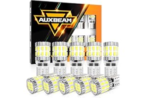 Auxbeam Upgraded 194 LED Bulbs White 10 PCS, 400% Brighter Extremely Bright Canbus Error Free 168 2825 T10 W5W LED Light Bulb