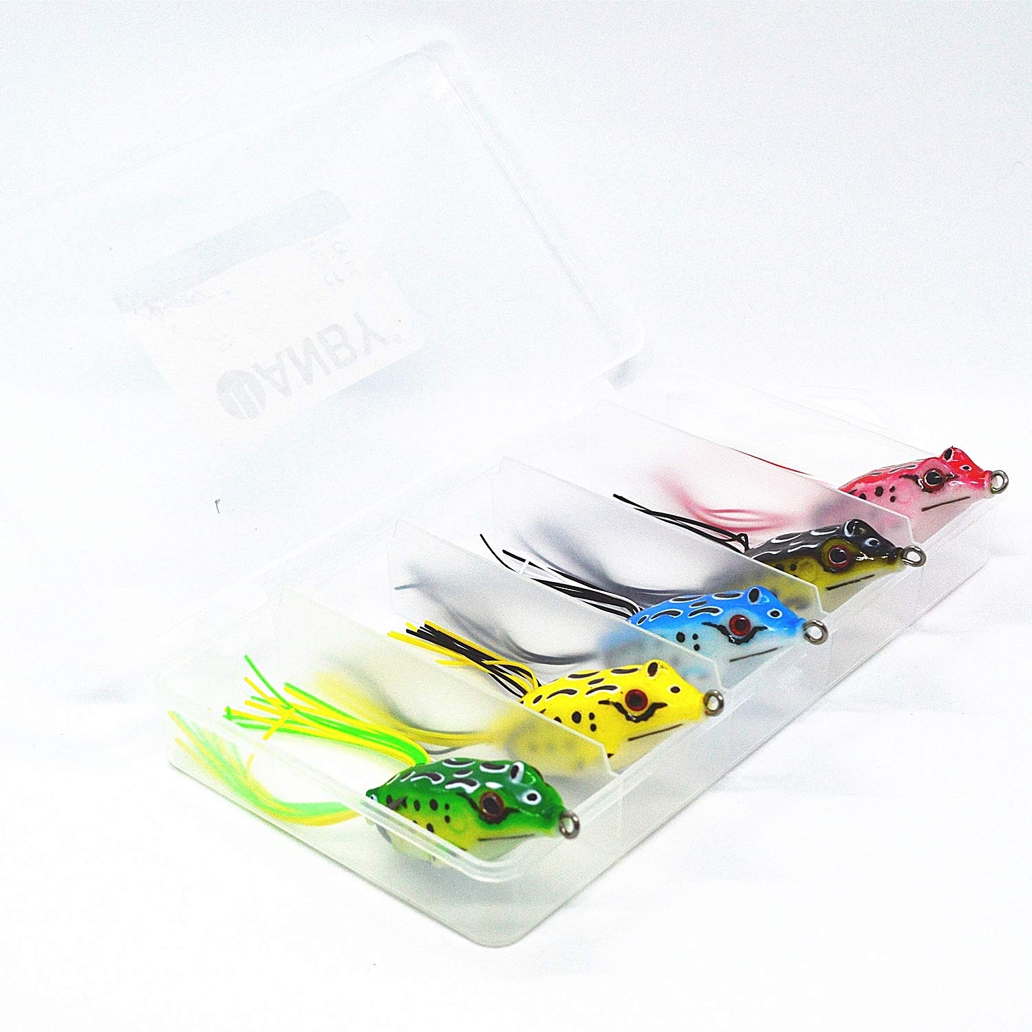 WANBY Artificial Soft Ray Frog Baits Set Jigging Frog Fishing Lure with Hooks Fishing Tackle Freshwater/Saltwater (5PCS Frog)