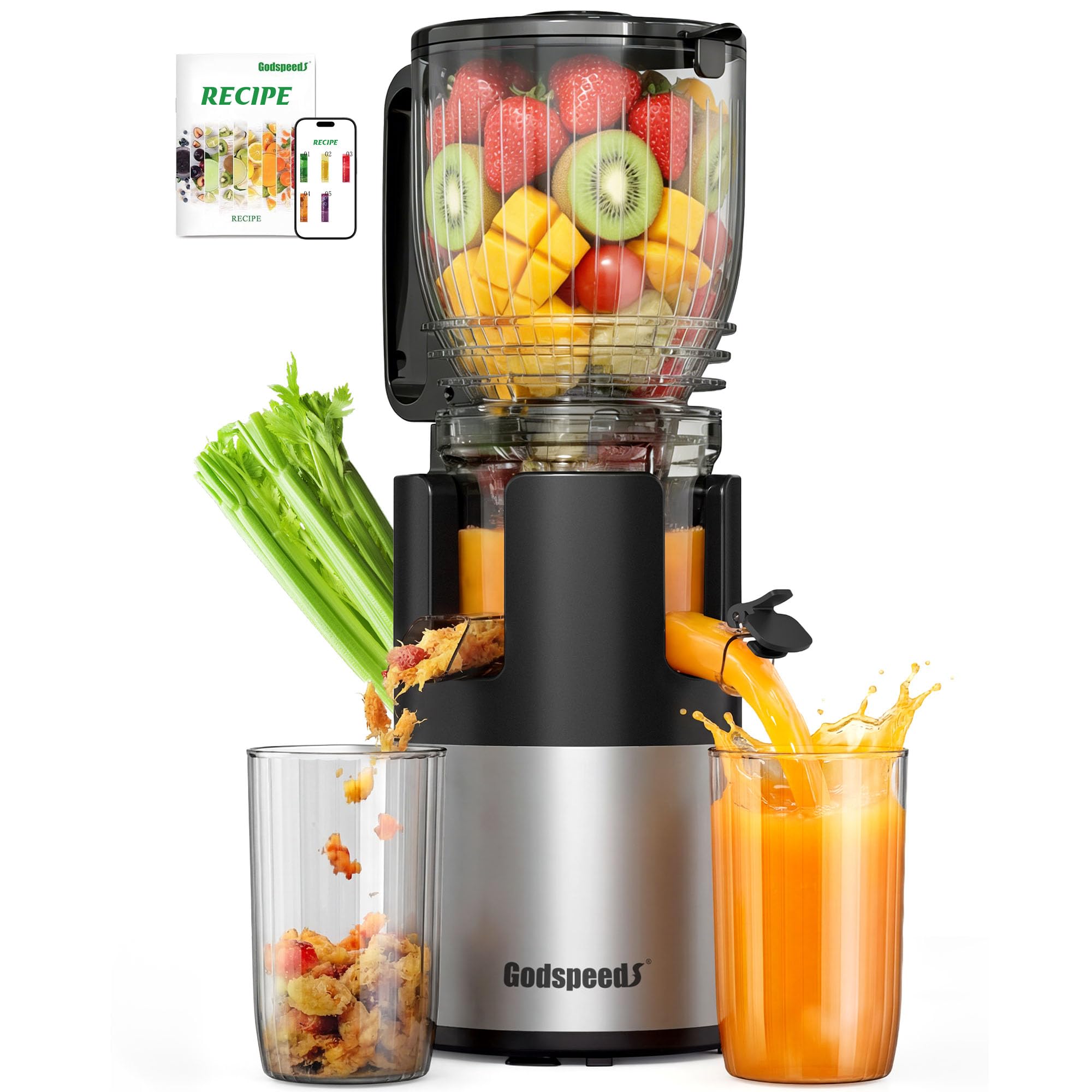 Photo 1 of Godspeeds Juicer Machines, 5.8" Large Feed Chute Slow Masticating Cold Press Juicer for Whole Fruits & Vegetables, Easy to Clean & High Juice Yield