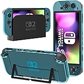 PAWDIARY [Improved Version] Compatible with Nintendo Switch 2 Dockable Case Clear-Blue Hardshell, Ultra-Thin Switch 2 2025 Protective Cover Skin, Transparent Easy Docking Charging Dock