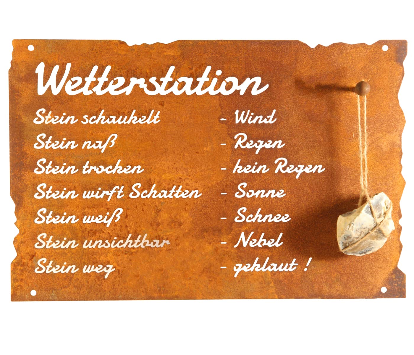 Rust Sign Weather Stone Funny Weather Station for Stone 42 cm x 27.5 cm Patina Sign Rust Decoration Garden Decoration Rusty Decoration Outdoor Garden Decoration for the Garden Old German