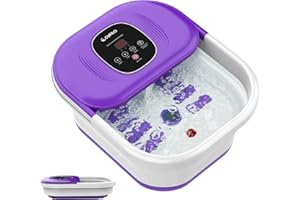 CuPiLo Foot Spa Bath Massager with Heat, Collapsible Foot Massager Spa Soaking Tub with Bubbles, Red Light, Pumice Stone, Shiatsu Massage Rollers, Pedicure Foot Spa for Relaxation, Gifts(Purple)