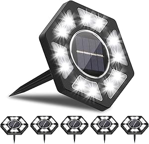 Rodicoco Solar Ground Lights 6 Packs, 12 LED Beads Solar Lights Outdoor, lamp Waterproof LED Solar Garden Lights Garden Lighting for Lawn,Pathway,Yard,Driveway,Step and Walkway