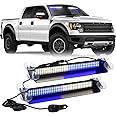 XRIDONSEN Blue White Emergency Strobe Dash Lights 144 LED Warning Hazard Safety 2x14.5 inch Interior Front/Rear Windshield Light Bar Deck Split Mount for Firefighter Police Vehicles Trucks