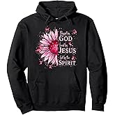 Blessed By God - Loved By Jesus Pink Sunflower Pullover Hoodie