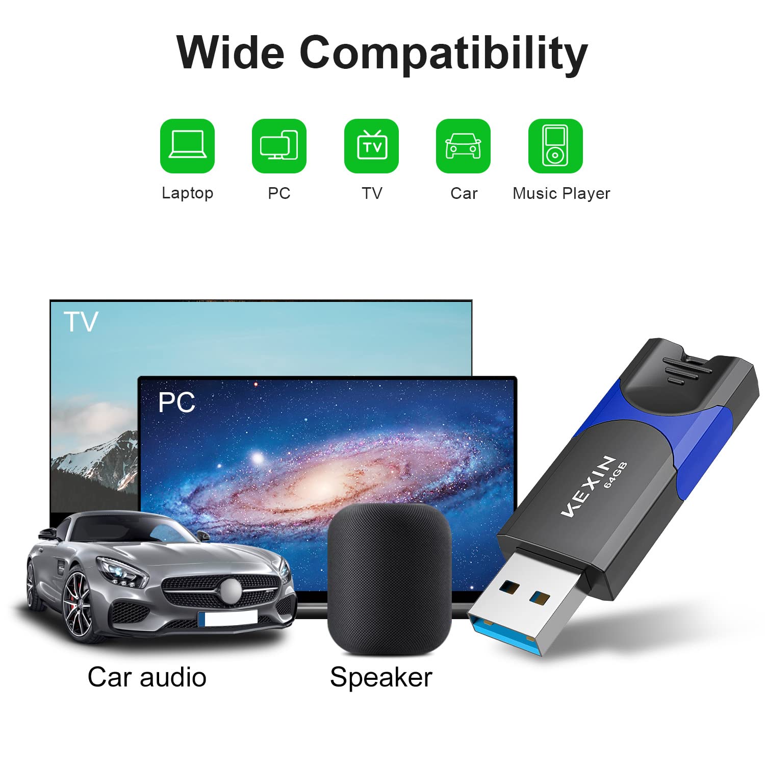 KEXIN Flash Drive 64GB USB 3.0 Flash Drive 64 GB Thumb Drive 5 Pack Memory Stick USB Drive Data Storage Jump Drive Colorful(64G 5-Pack)