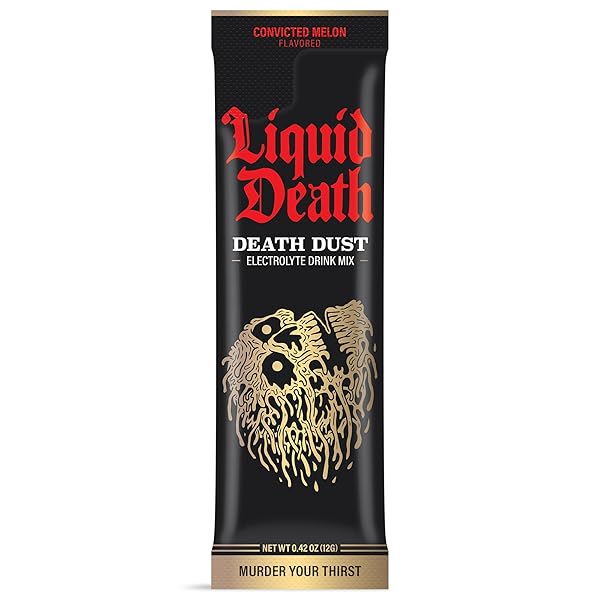 LIQUID DEATH ELECTROLYTE DEATH DUST – WATERMELON FLAVORED HYDRATION POWDER PACKETS – CONVICTED MELON – 12-STICK PACK – ELECTROLYTE REPLACEMENT
