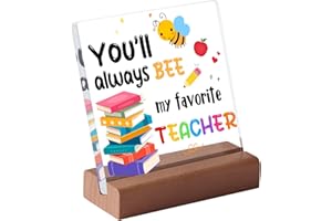 SIMIMI ART Teacher Appreciation Gifts for Women Teacher Christmas Valentines Gifts, Term Begin Term End Graduation Gift for Teachers Keepsake Acrylic Desk Sign with Wood Stand for Home Office Desk Shelf