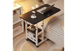Over The Bed Desk for Laptop Adjustable Height for Narrow Space Portable Standing Desk on Wheels with Storage Rolling Laptop 