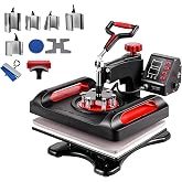 VEVOR 11 in 1 Heat Press, 12 x 15 Inch, Multifunctional Clamshell Printer, Digital Dual-Tube Heat Press Transfer Machine, Swing Away Sublimation Machine for T-Shirt Hat Cap Mug Plate Pen Shoes Black