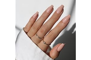 Glamnetic Press On Nails - Exposed | Medium Coffin Fake Nails, Nude Opaque Neutral, Salon Quality | 15 Sizes - 30 Nail Kit