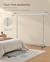 SONGMICS Clothes Rack on Wheels Heavy Duty 150 kg Extendable Rail 160-200 cm view 5