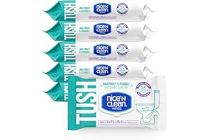 Nice 'N Clean SecureFLUSH Flushable Wet Wipes (42 Count - 6 Packs) | Moist Toilet Tissue with Moisturizing Aloe & Vitamin E | 0% Alcohol Formula for Sensitive Skin | Butt Wipes for Adults