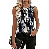 Zeagoo Womens Silk Satin Tank Tops Crew Neck Pleated Camisole Sleeveless Business Work Blouse Dressy Casual Summer Shirt