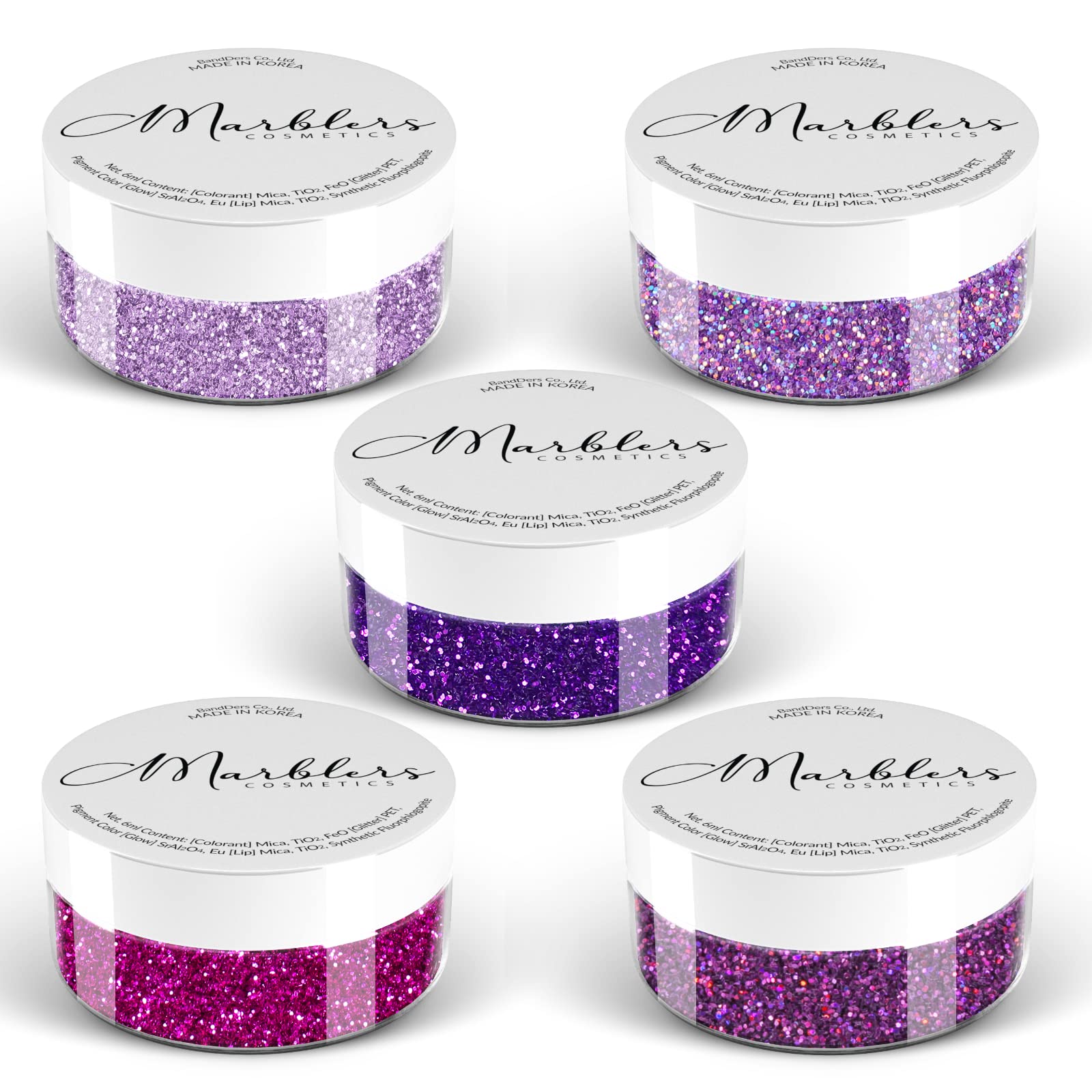 MARBLERS Cosmetic Grade Fine Glitter 5 Pack [Purple Mood] 0.90oz (25g) | Non-Toxic | Vegan | Cruelty-Free | Eyeshadow, Nail Polish, Nail Art | Festival, Rave & Party Makeup | Body & Face — image 1
