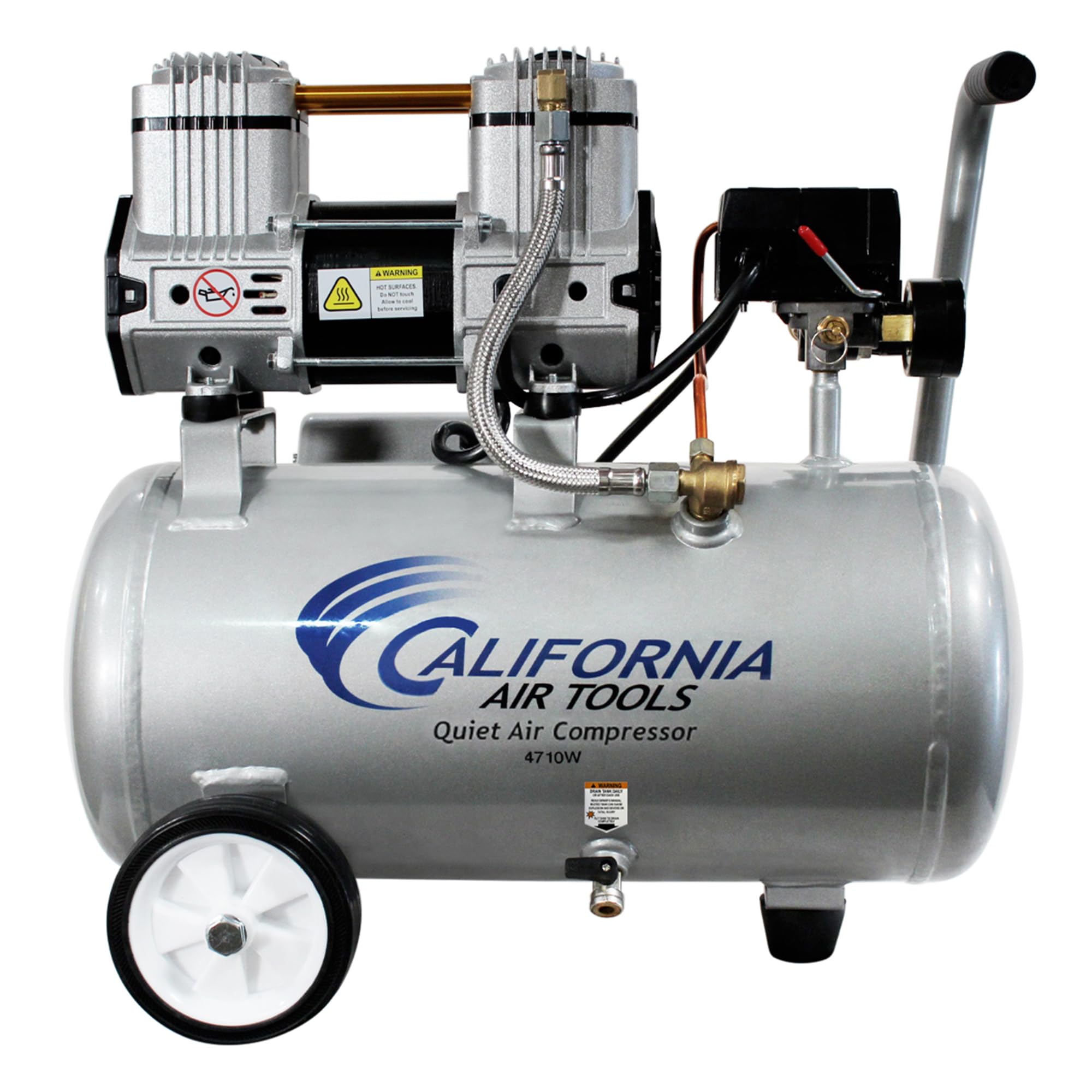 California Air Tools CAT-4710W 1.0 HP Quiet and Oil-Free Air Compressor with Wheels, 4.7 Gallon Steel Tank, 75 dBA Noise Level, Lightweight Image