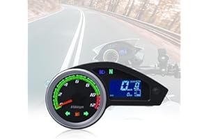 KAOLALI Motorcycle Speedometer Gauge 12000RPM Universal Digital LCD Odometer Tachometer Moto Cluster Dashboard Speedo Meter for Brazil 250 RPS Hawk 250