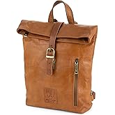 BERLINER BAGS Vintage Genuine Leather Backpack Seattle, Small Backpack, Bookbag for Women - Brown