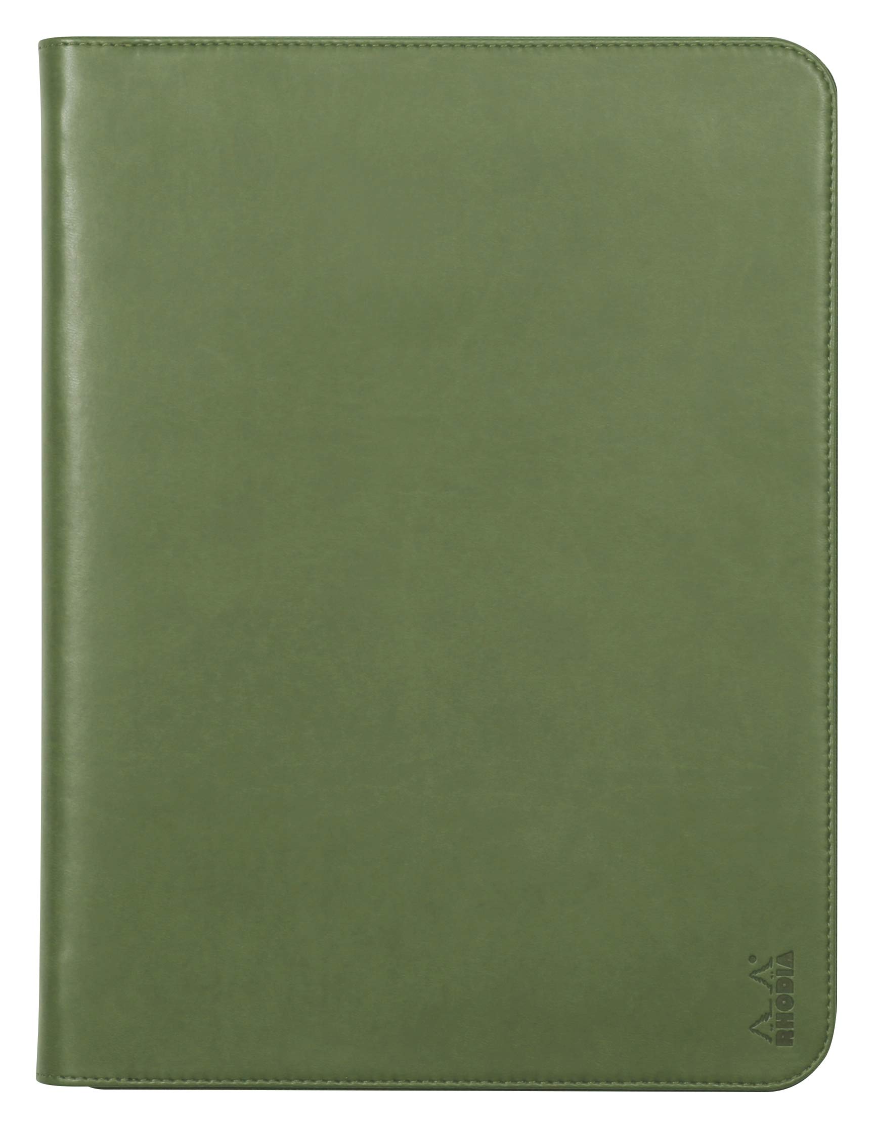 RHODIA 168118C - Briefcase Rhodiarama Sage - for Notepads and Notebooks A4 or A4+ | Dimensions Closed 25.5x34 cm - Pocket for Tablet - Premium Faux Leather