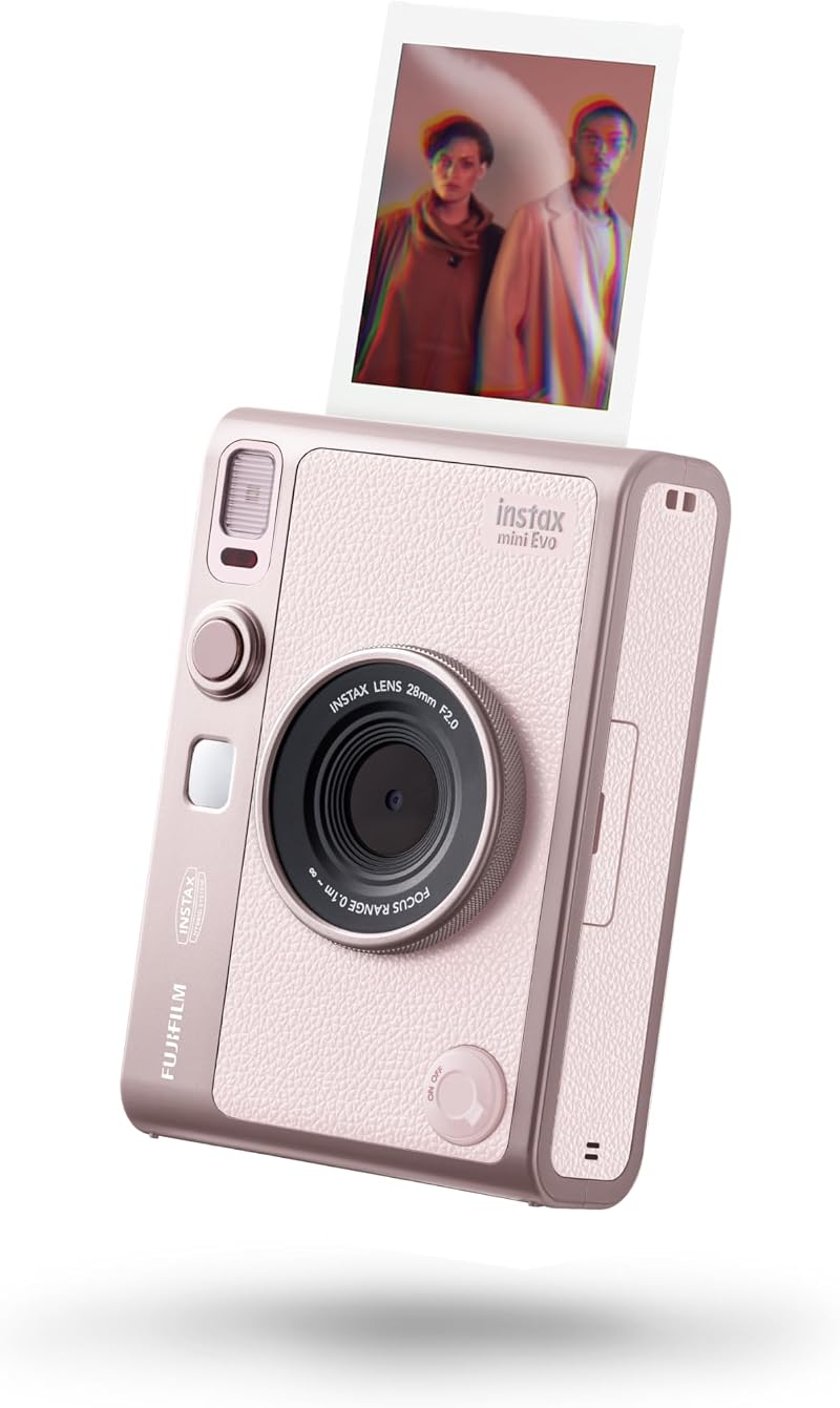 INSTAX mini EVO 2-in-1 Hybrid Camera and Printer Rose 10 Lenses 10 Effects