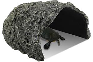 IBWell 9.1 Inch Reptile Hides Resin Tortoise Hideout for Hiding and Basking Aquarium Rock Caves for Snake Bearded Dragon Fish Lizard