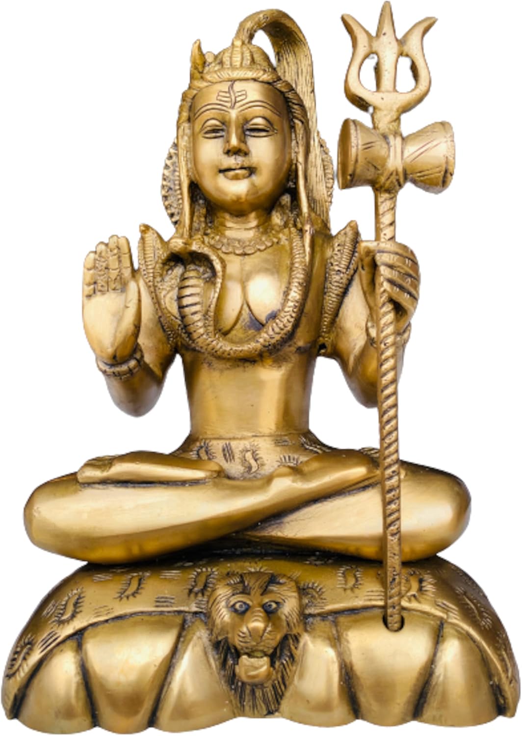 QT S Shiva Brass Idol Statue Hindu God 10 Inch Shiva Statue for Home Temple Mandir Pooja Murti Decor Brass Shiva Statues Lingam Figurine Wedding Return Diwali Decoration Gift Handmade in Nepal