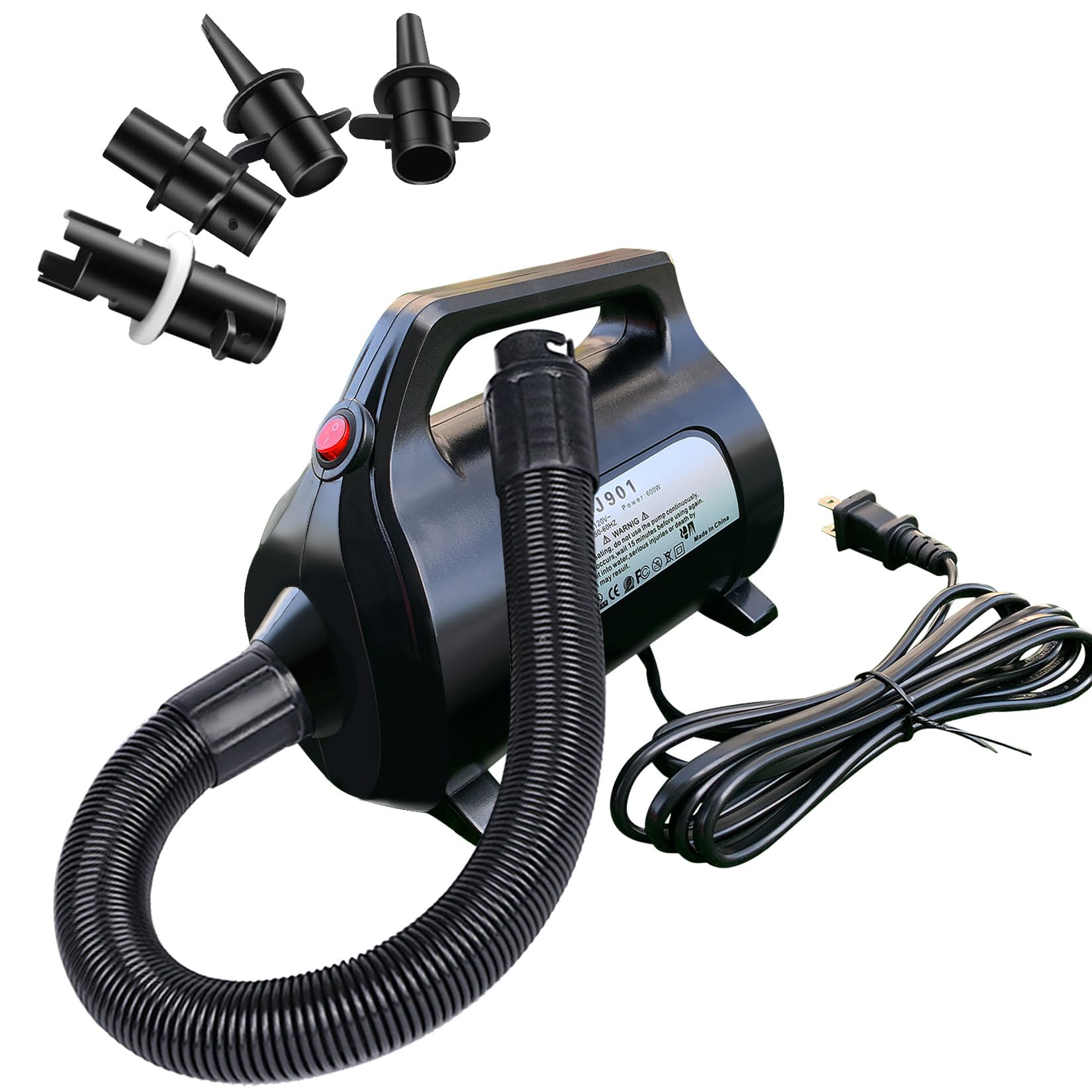 Photo 1 of 600W Electric Air Pump for Inflatable Gymnastics Mat Air Bed Pool Toy Raft Boat Quick Electric Air Pump, Portable Air Pump