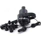 BABZ Mako 12V Electric Air Pump with 6 Nozzles for Inflatables, Balls, Pools, Air Mattresses, and More, Extra Long Flexible Hose, 6 Attachments