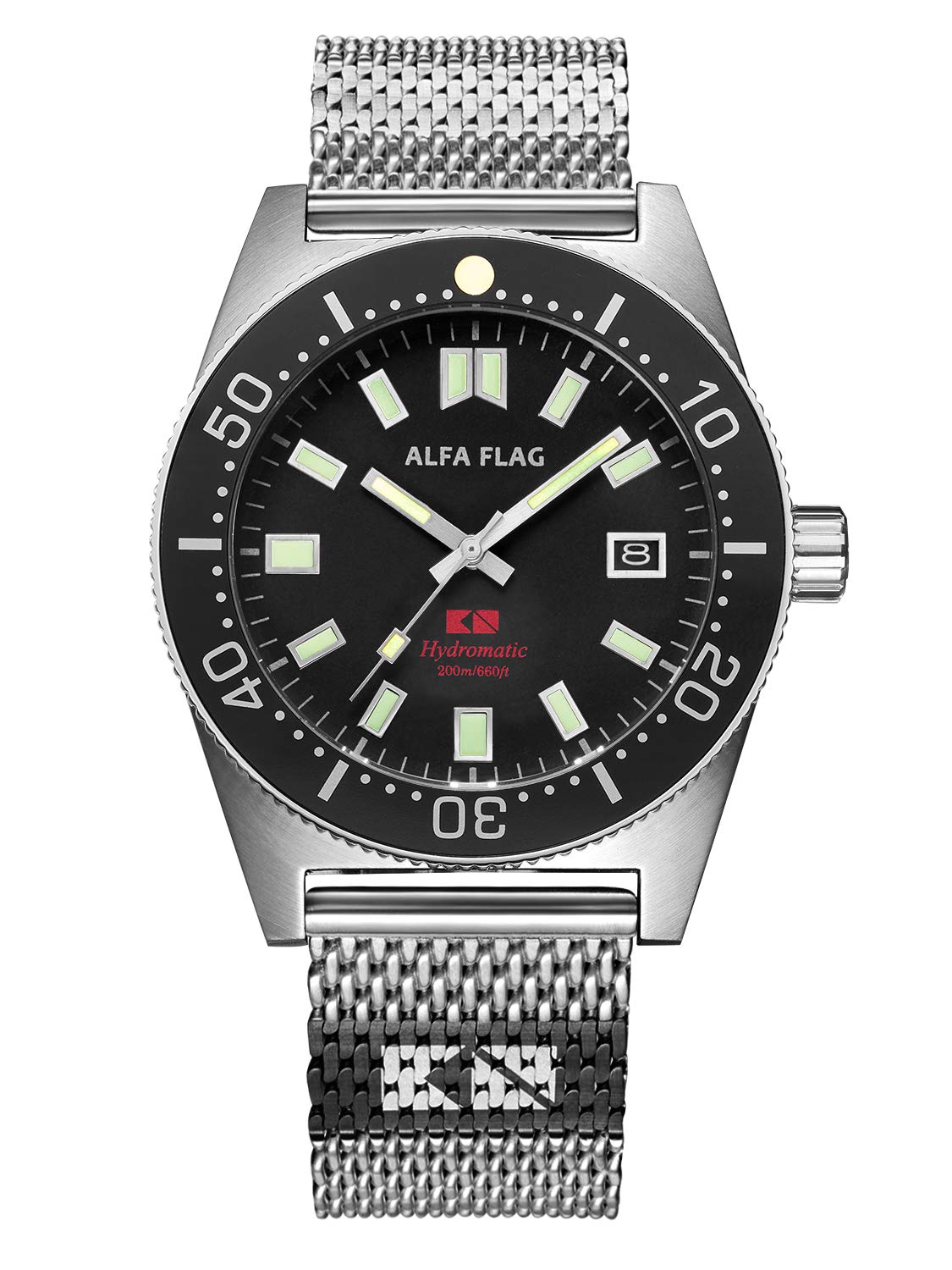 ALFA FLAG Hydromatic 200m/660ft Diver Watch Professional Automatic Men's Sport Watch, Afhm200-1, Professional Diving