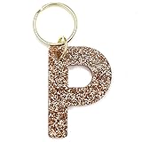 Lucky Feather Letter P Keychain Accessories for