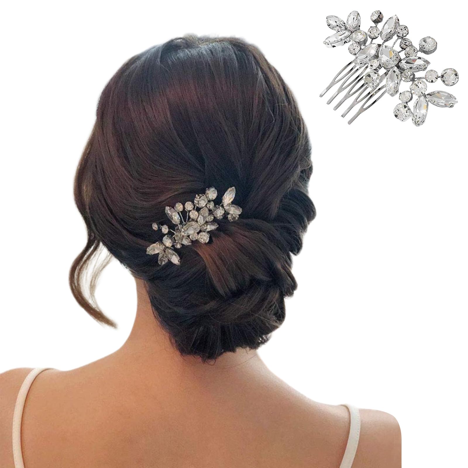 Crystal Bride Wedding Hair Comb Hair Accessories with Bridal Rhinestone Side Combs for Women and Girls