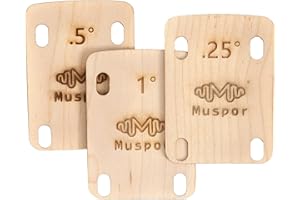 0.25.5, 1 Degree Neck Shims Muspor MX0360D 3pcs Guitar Neck Shims 0.25 0.5 1 Degree Wooden Shims Set for Bolt-on Neck Bolts