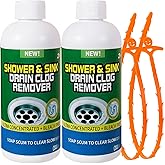 Drain Cleaner Clog Remover Liquid: Sink Kitchen Bathroom Shower Drain Cleaning Solution - Safe for Household Pipes Prevents Build-Up (2Pcs)