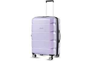 LUGGEX Purple 24 Inch Luggage with Spinner Wheels, PP Lightweight Suitcase for Travel, Expandable