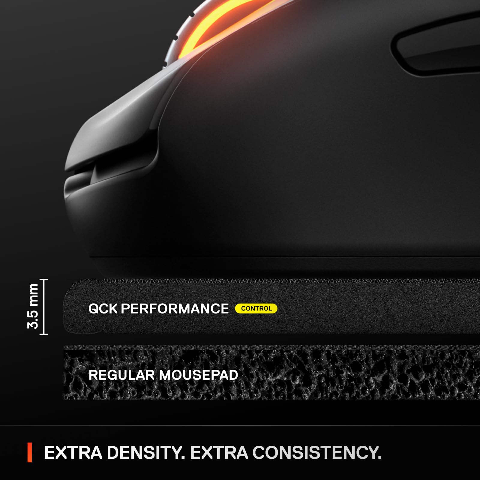 SteelSeries QcK XL Performance Control Gaming Mousepad — Extra Density for a Smooth Glide — Low-Profile Edge Stitching — Non-Slip Neoprene Rubber Base — 15.75 x 34.43 inch — FPS, MOBAs, RTS, MMO