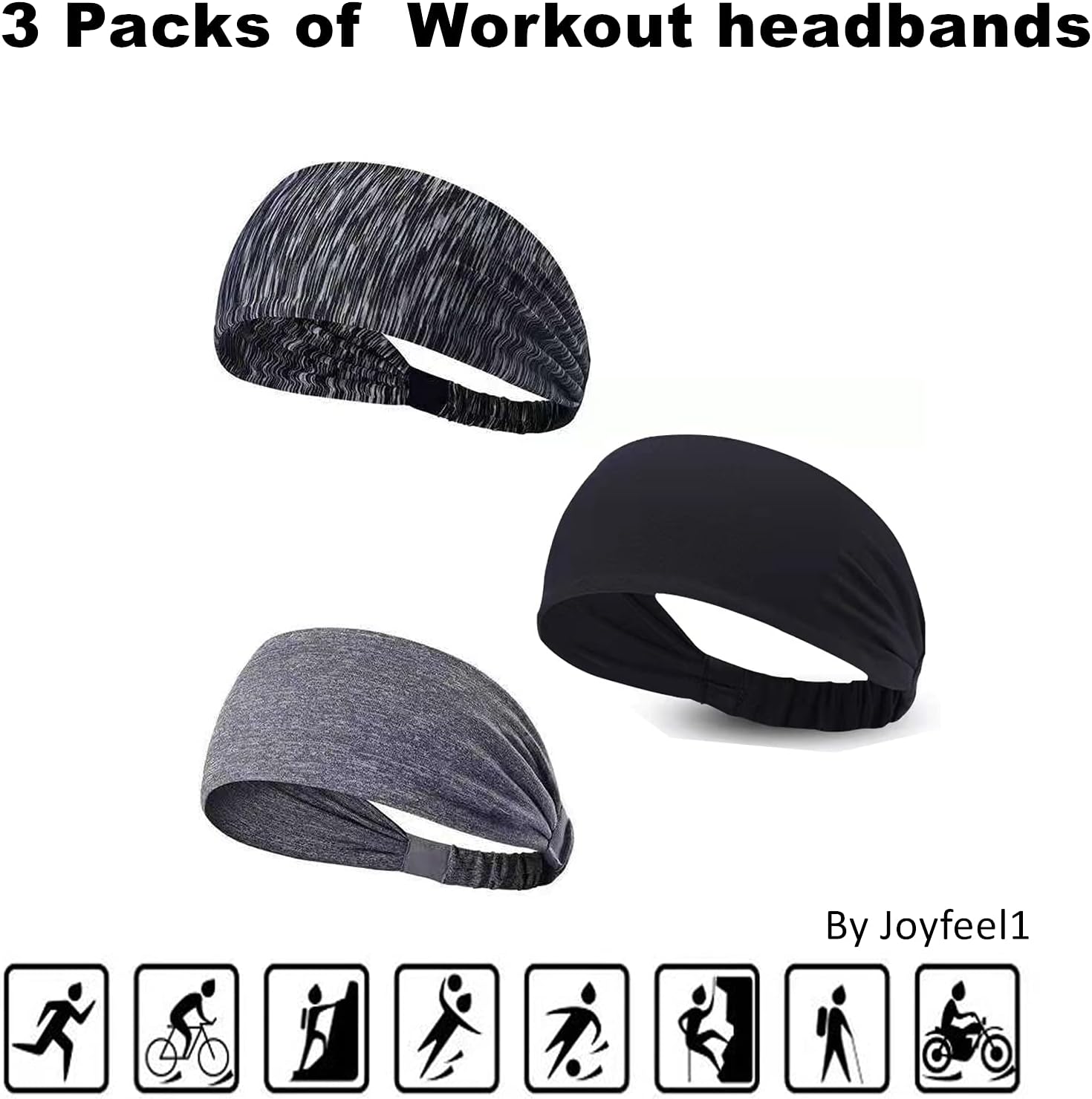 Joyfree Workout Headbands for Women Men Sweatband Yoga Sweat Bands Elastic Wide Headbands for Sports Fitness Exercise Tennis Running Gym Dance Athletic : Sports & Outdoors