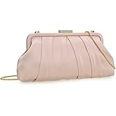 CHARMING TAILOR Classic Pleated Satin Clutch Bag Diamante Embellished Formal Handbag for Wedding/Prom/Black-Tie Events
