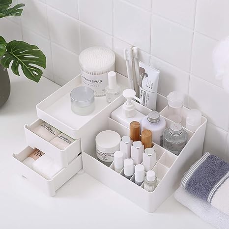 Amazon 化粧品収納ボックス 北欧風 コスメボックス 口紅収納 マニキュア収納ケース シンプル コスメ収納 化粧品入れ 引き出し小物 整理簡単 洗面台 浴室収納 寝室 卓上収納 30 19 5 13cm プラスチック 収納ケース ボックス オンライン通販