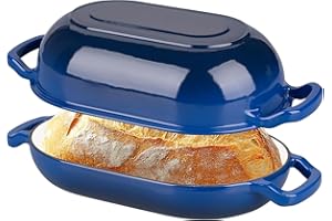 Chainvio 6QT Enameled Cast Iron Sourdough Bread Oven, Dutch Oven, Loaf Cast Iron Bread Pan for Homemade Bread Baking, Meatloa