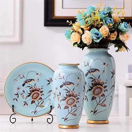 Chinese Porcelain Vase Blue Ceramic Vase Sets Of 3 Pieces China