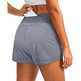 Soothfeel Women's Running Shorts High Waisted Quick-Dry 3 Inch Gym Workout Athletic Shorts for Women with Zipper Pocket