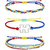 Ronglry Autism Awareness Stuff Accessories Autism Bracelet for Women Men Clay Bead Bracelets Colorful Puzzle Bracelet String Layered Stackable Bracelets Autismo Awareness Month Jewelry Gifts