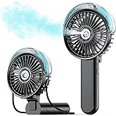 SWEETFULL Portable Misting Fan - 180° Foldable Handheld Personal Fan with Mist Spray, 3 Speeds, 30ml Water Tank, USB Rechargeable for Travel, Outdoors, Makeup, Camping, Home, and Office Use