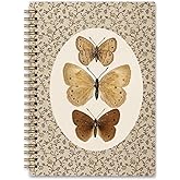 NaZaUK Vintage Butterfly Spiral Journal Notebook, Butterfly Journal for Women, Retro Aesthetic Journal Notebooks for Note Taking, Office Supplies Gifts for Women, 5.5x8.3 Inch 5.5x8.3