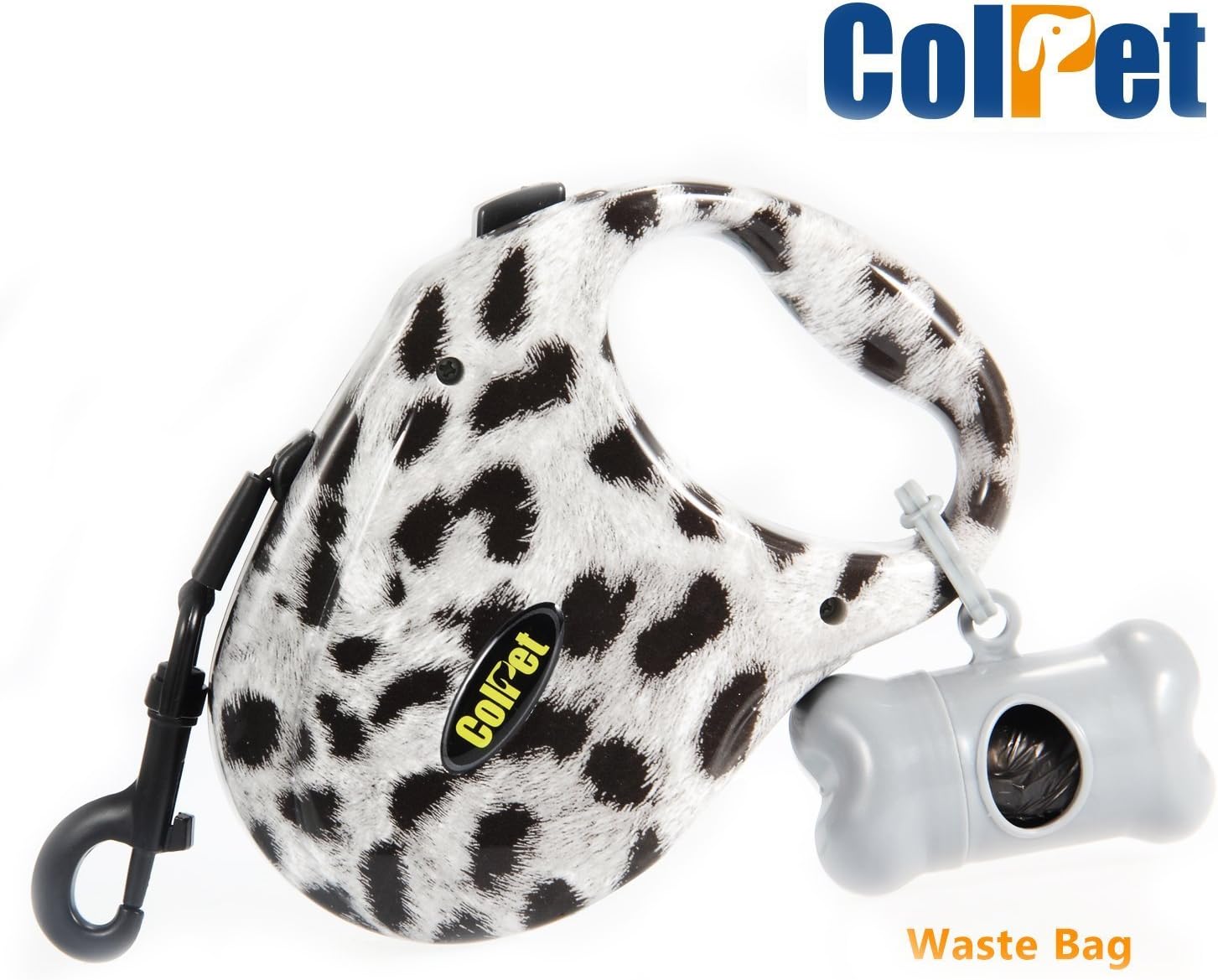 Retractable Dog Leash - Colpet CP-DL01 Retractable Tangle Free Dog Leash One Button Break and Lock, 16ft for Small Medium Large Dogs up to 110bl, Zebra